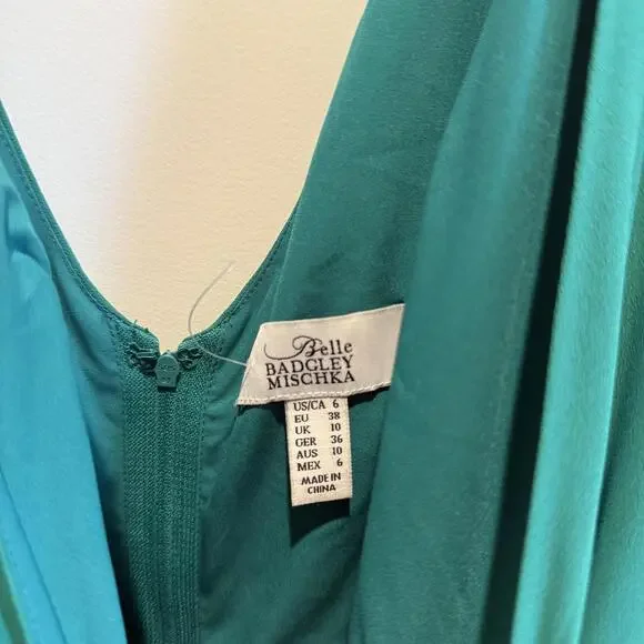 * Badgley Mischka Emerald Green Sleeveless Maxi Dress Size 6 - Picture 3 of 5